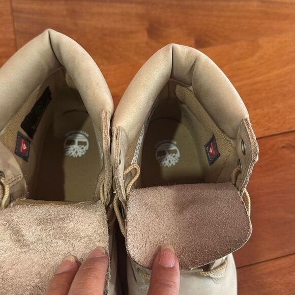 Timberland ReBOTL Off-White Tan Leather Lace-Up Waterproof Work Boots 5.5 Men’s - Picture 8 of 10